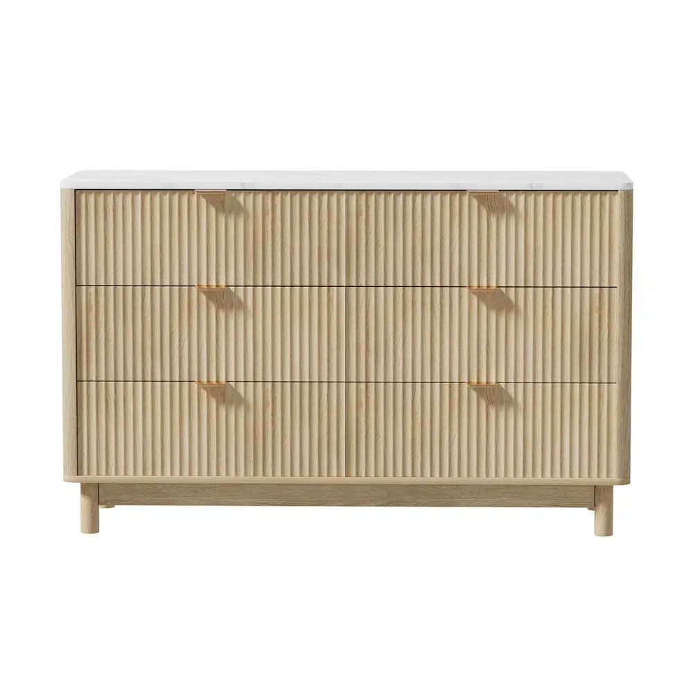 Zara Pine Dresser 6 Drawers Fluted Style