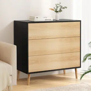 Black Pine 3-Drawer Dresser, Sturdy, Space-Saving