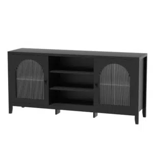 Black Henry Sideboard with Glass Doors and Shelves