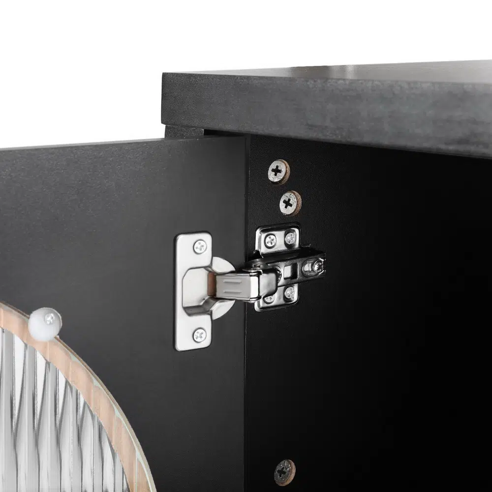 Black Henry Sideboard with Fluted Glass Doors