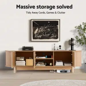 Ethan 160cm Pine Unit with Spacious Storage and Fluted Doors