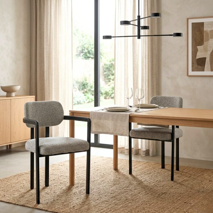 Felina Grey Dining Chairs Set of 2 Modern Upholstered
