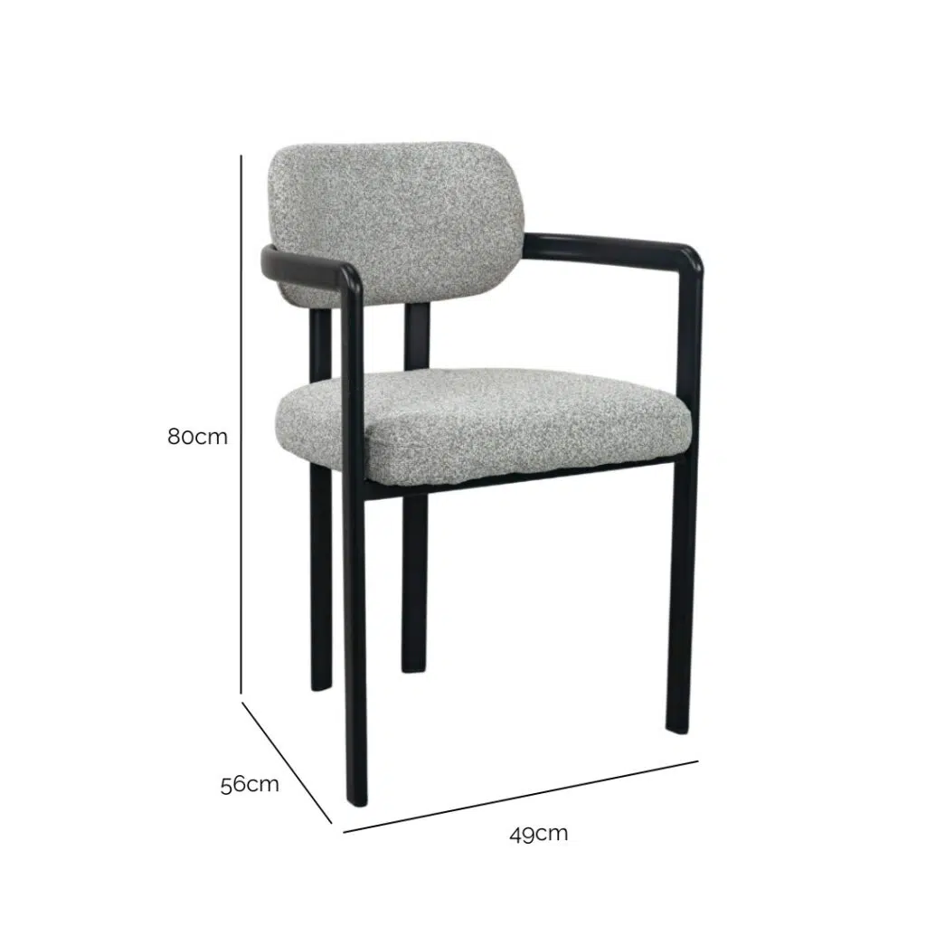 Grey Felina dining chair with sleek modern design and neutral tone for versatile seating