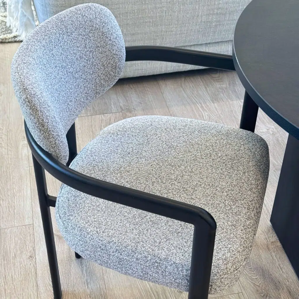 Felina dining chair in grey modern design with comfortable seat and sturdy metal frame