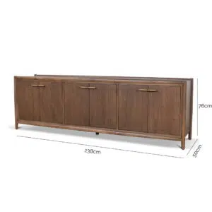 Walnut Flint Sideboard 2.38m, sleek design, ample storage, solid elm legs
