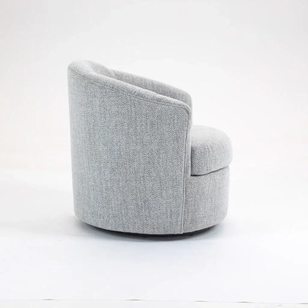 Zoey Swivel Chair Taupe Textured Upholstery Black Base