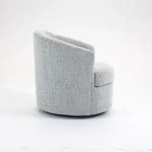 Zoey Swivel Chair Taupe Textured Upholstery Black Base