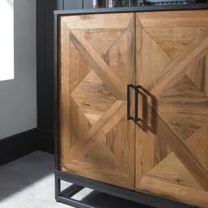Gael Wide Sideboard Euro Oak Peppercorn Industrial Style