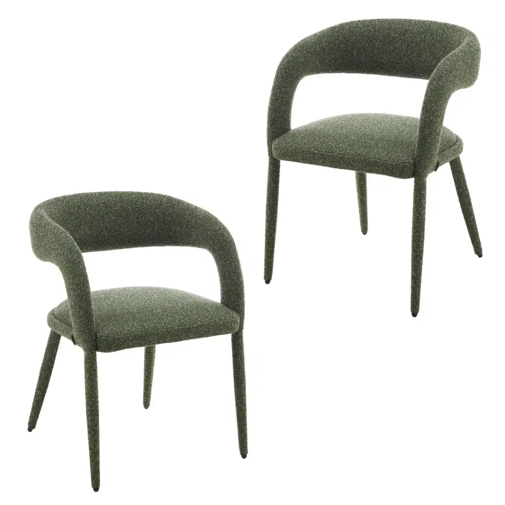 Pine Green Dining Chairs, Set of 2, Modern Design
