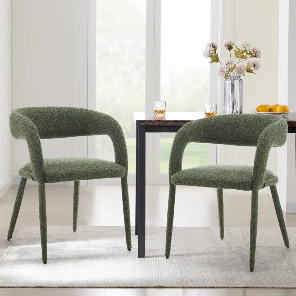 Pine Green Dining Chairs, Set of 2, Modern Design