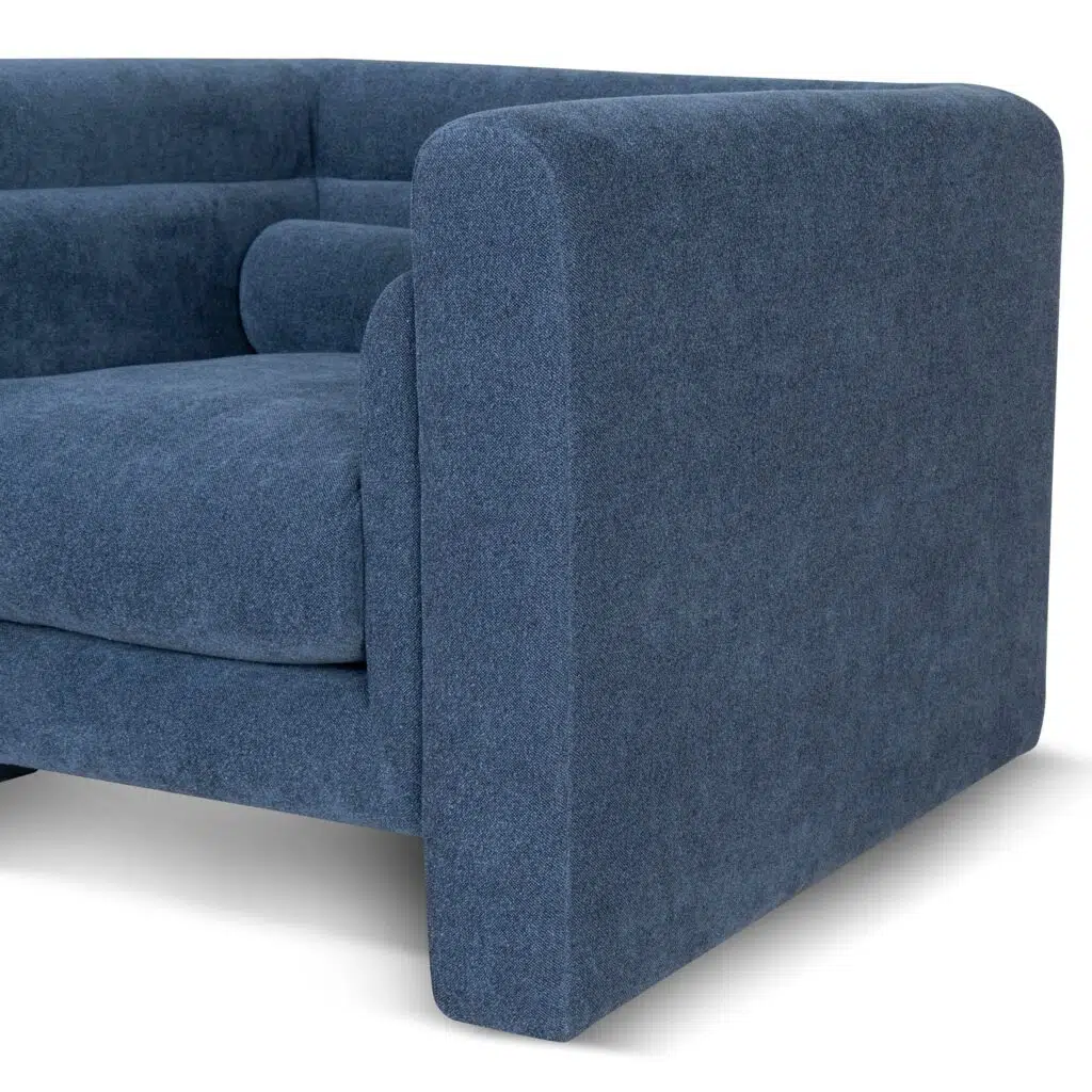 Navy Blue Fabric Armchair, Elegant Chair, Modern Interior, Cloud Comfort, Durable Design