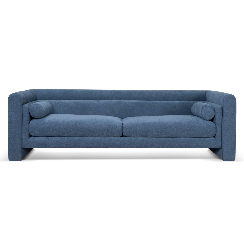 Navy Blue 3-Seater Fabric Sofa, Modern Design, Plush Comfort, Durable Frame, Ideal for Living Rooms