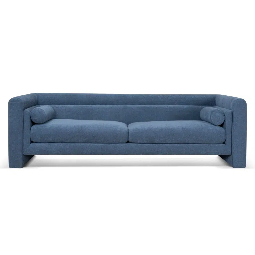 Navy Blue 3-Seater Fabric Sofa, Modern Design, Plush Comfort, Durable Frame, Ideal for Living Rooms