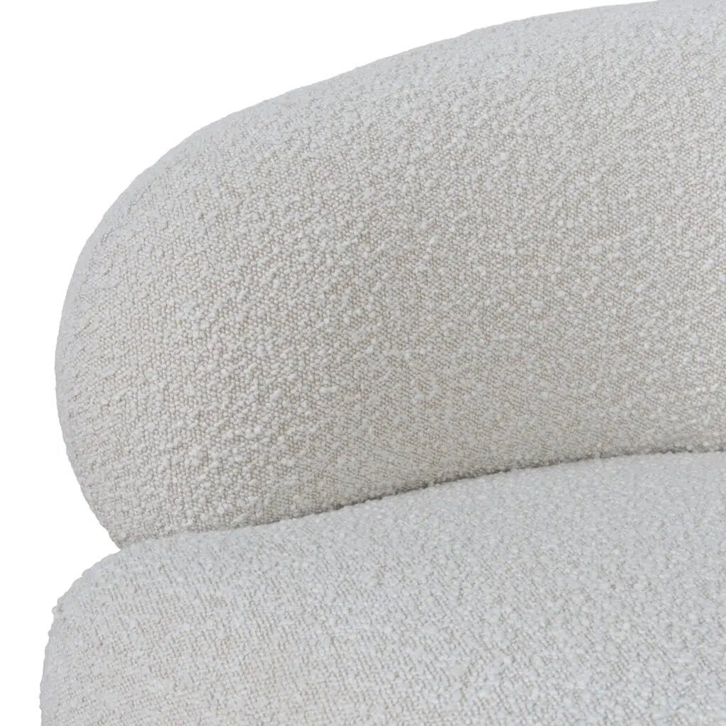 OffWhite Boucle Armchair, Timeless Design, Oak Frame, 100x88x73cm, Plush Seat