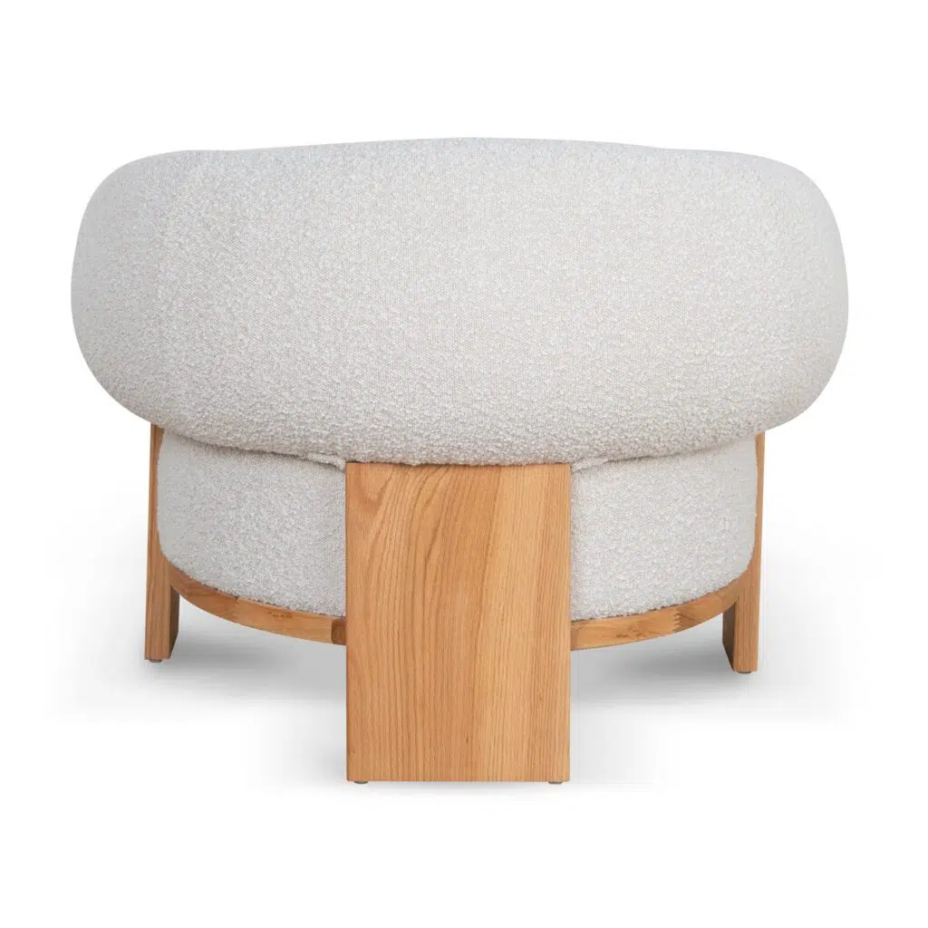 OffWhite Boucle Nell Armchair, Modern Classic, Oak Frame, 100x88x73cm, Plush Seat