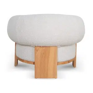 OffWhite Boucle Nell Armchair, Modern Classic, Oak Frame, 100x88x73cm, Plush Seat