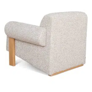 Bryn Sand Beige Armchair with Oak Frame and Curved Arms