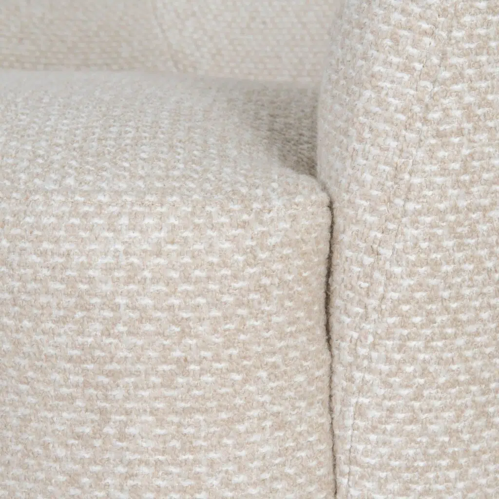 Beige fabric armchair, elegant design, comfortable