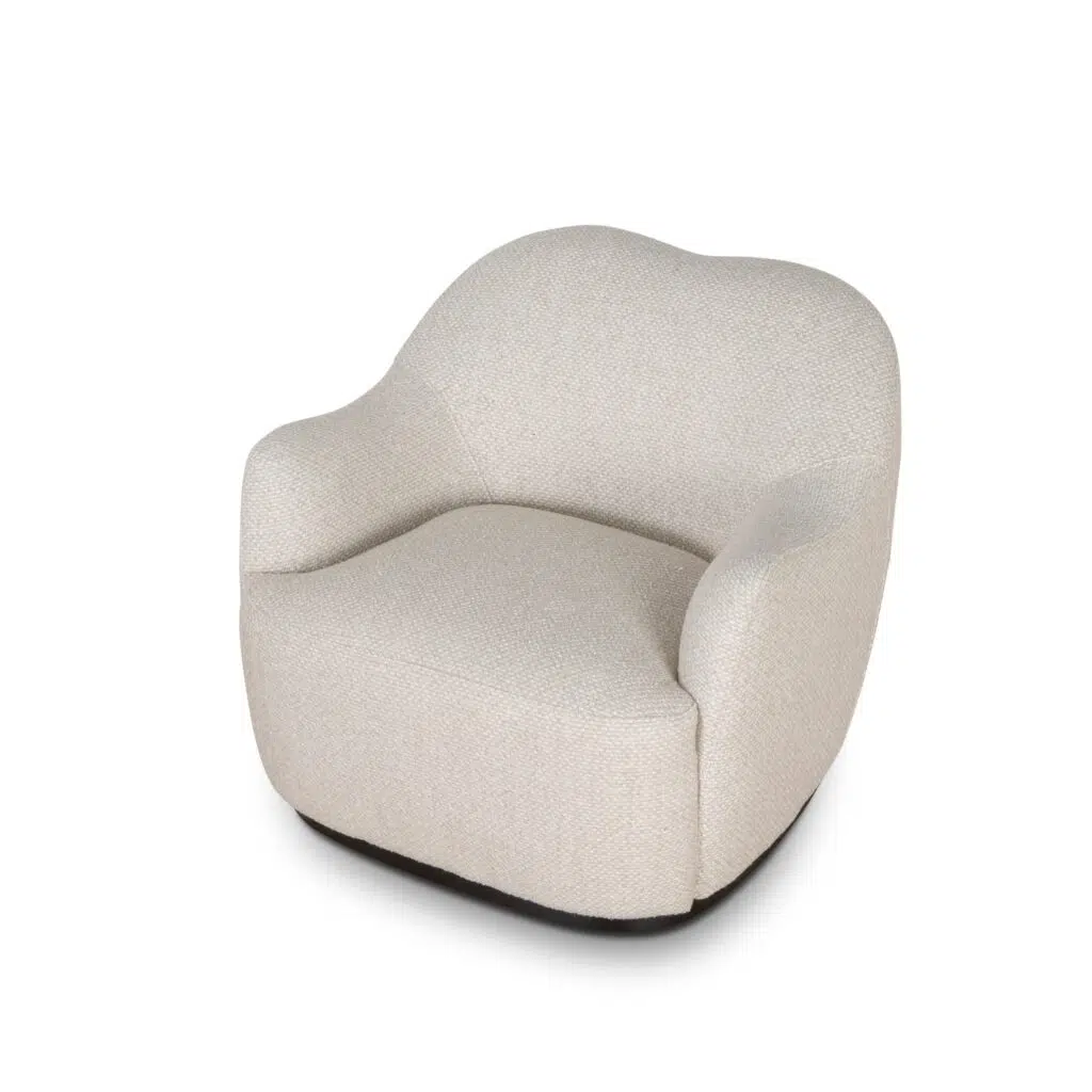 Beige fabric armchair, elegant design, comfortable