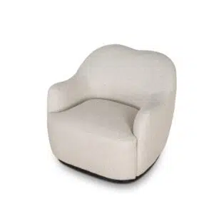 Beige fabric armchair, elegant design, comfortable