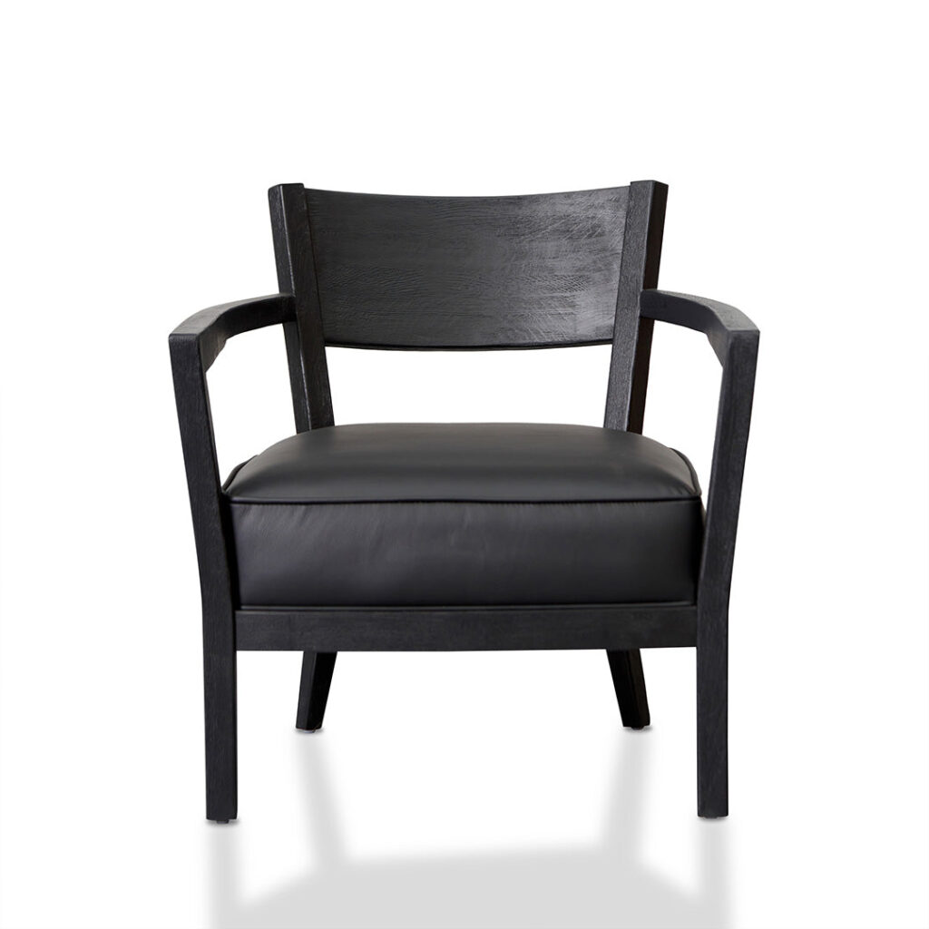 Luna Black Armchair, PU Leather, Wooden Frame, Modern Design