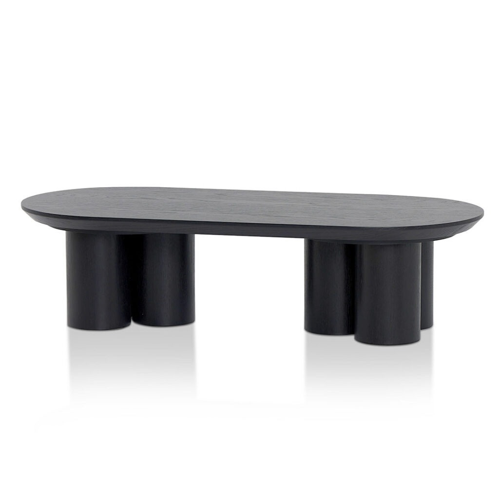 Ethan 1.3m Full Black Coffee Table, Modern Design