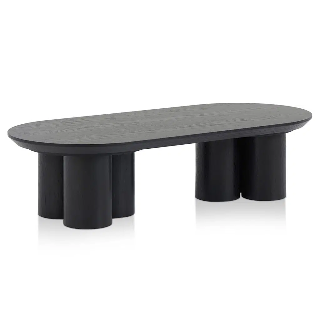 Ethan 1.3m Full Black Coffee Table, Modern Design, Durable MDF, 130cm W x 59cm D x 33cm H