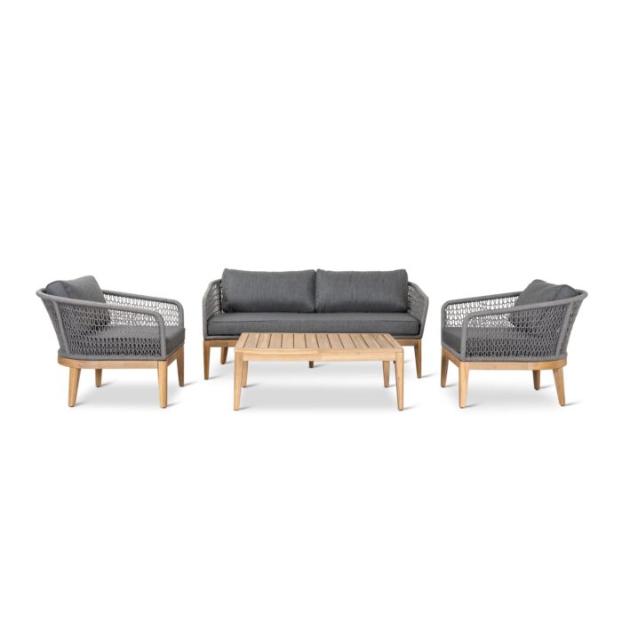 Eclipse 4pcs Grey Outdoor Lounge Set Modern Design Durable Acacia Wood