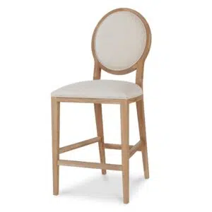 Luna Bar Stool 65cm Light Beige Set 2 Minimalist Design Durable Oak Frame Comfortable Seat