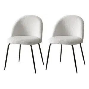 Ella Sherpa Boucle Dining Chair Set White Modern Comfort