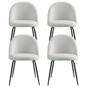 Sophia Sherpa Boucle dining chair set, white, stylish, comfortable, modern design