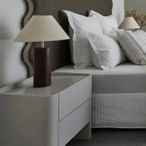 Eclipse Warm Grey Bedside Table Modern Design