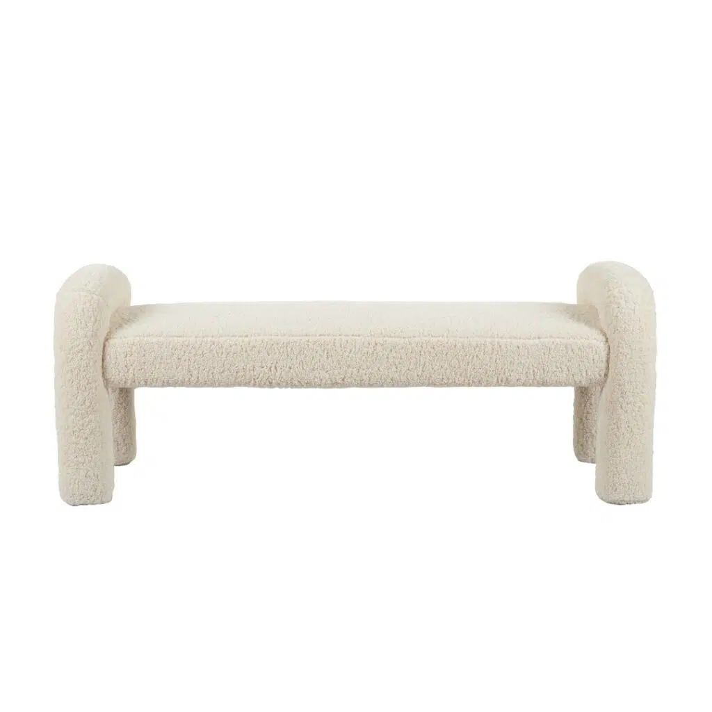 Mia Bench off white, pine wood, elegant design, cozy seating