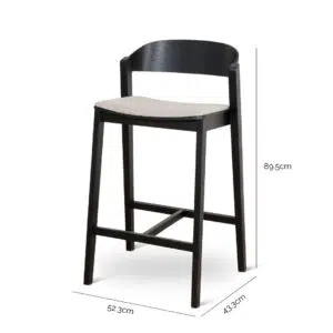 Modern black bar stool with grey seat