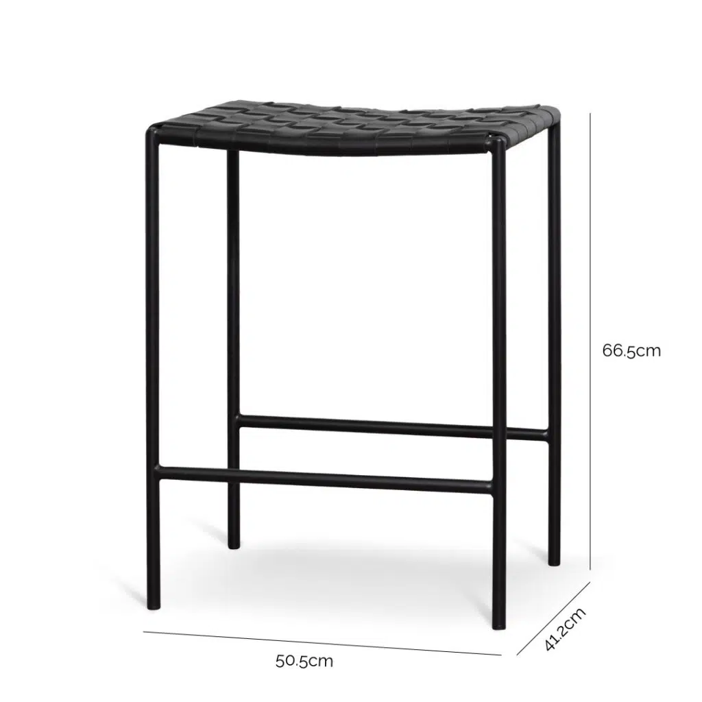 Mira Black Bar Stool Set Woven Detail Modern Design