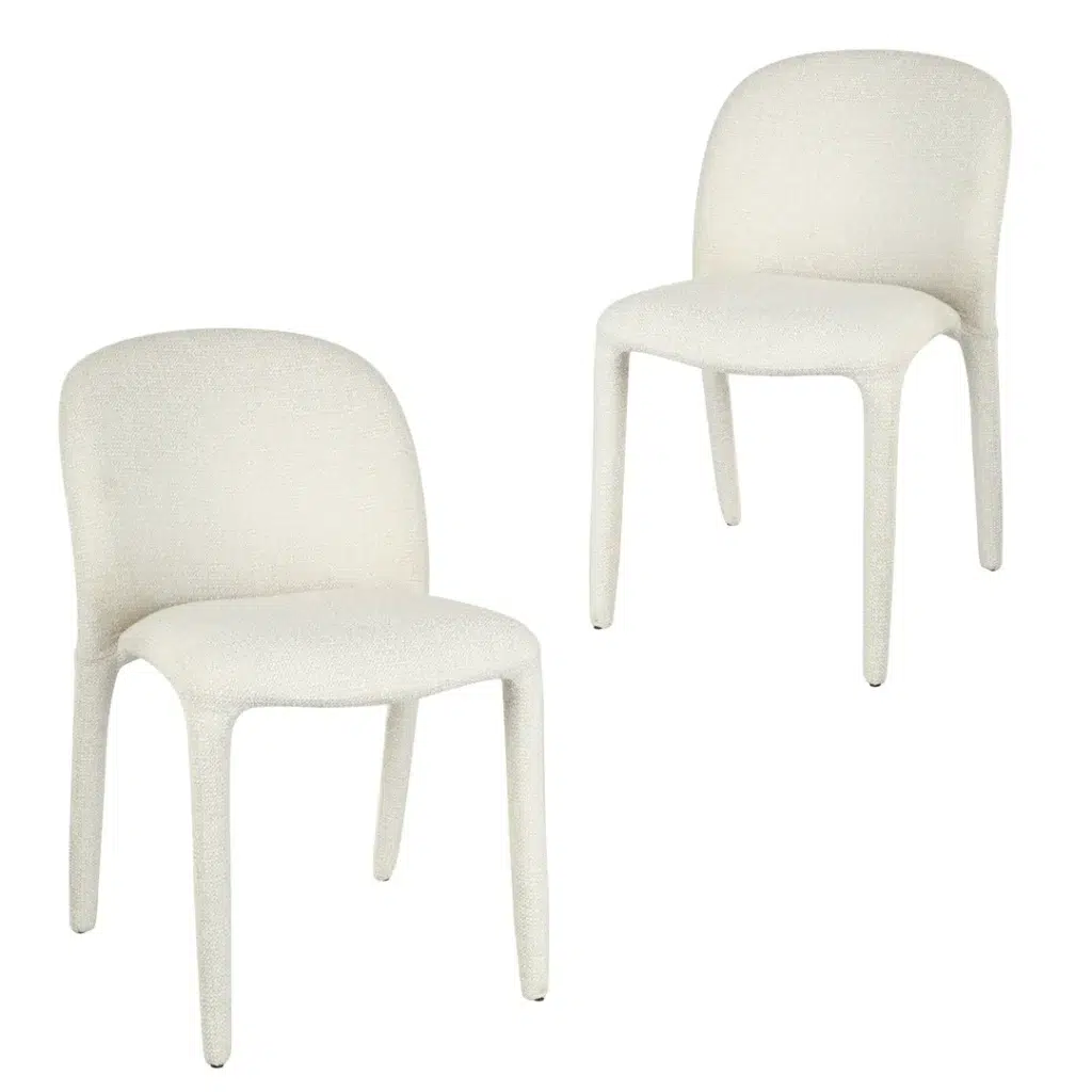 Beige Dining Chairs Set Modern Elegant Stackable