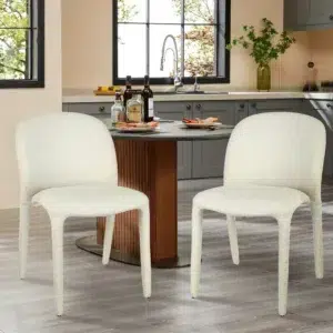 Beige Dining Chairs Set Modern Elegant Stackable