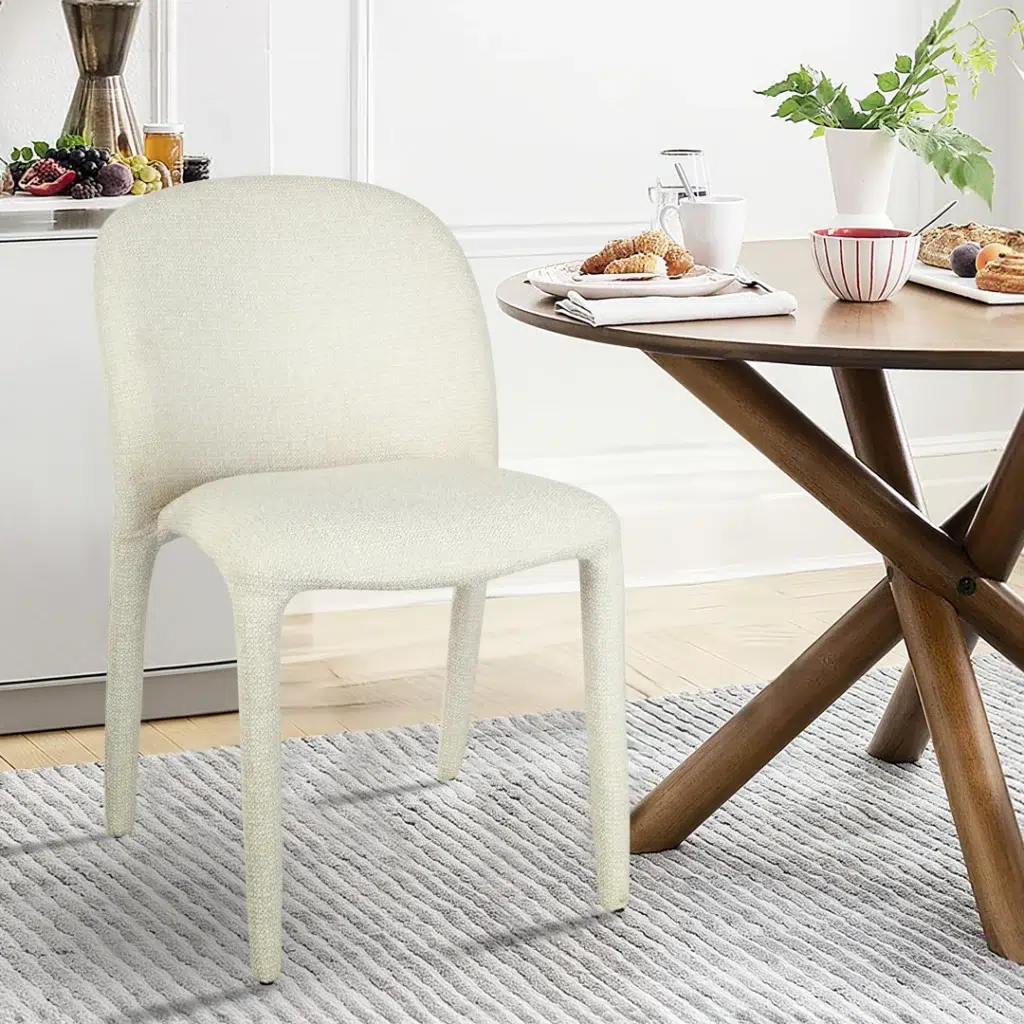 Beige Dining Chairs Set Modern Elegant Comfortable