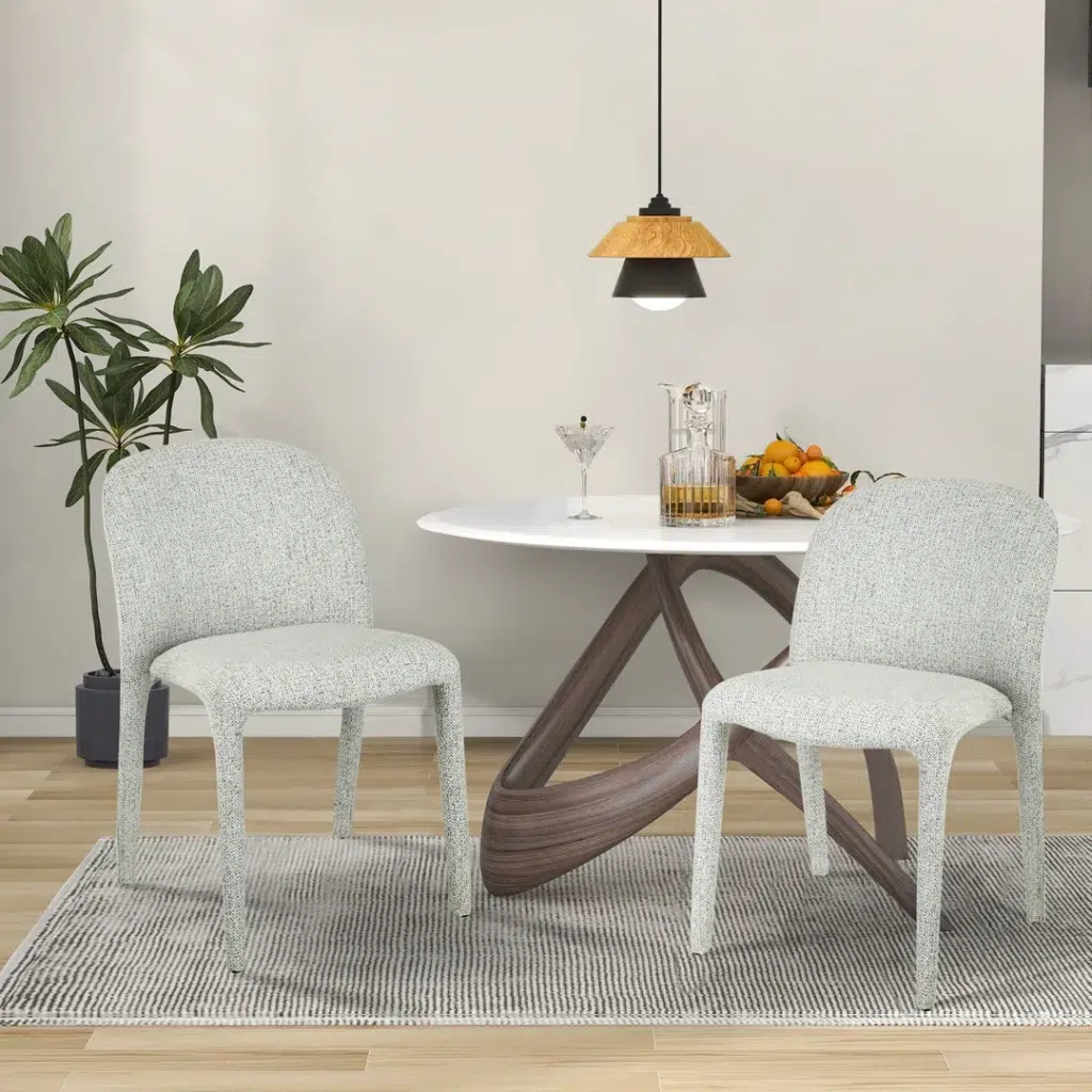 Light Grey Noelle Dining Chairs, Set of 2, Minimalist Design