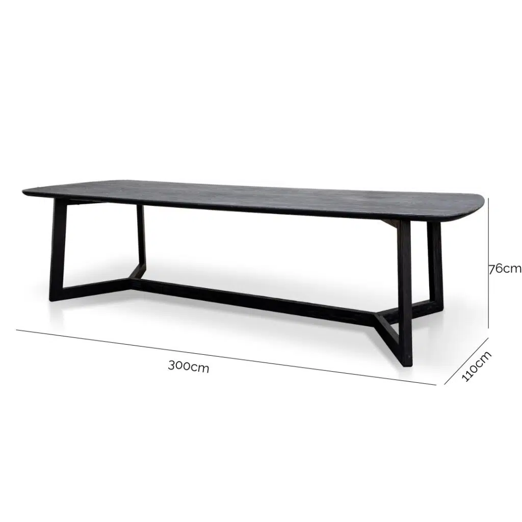Black 3m Dining Table with Textured Wood Surface
