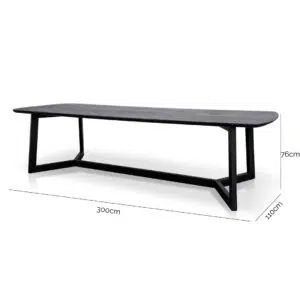 Black 3m Dining Table with Textured Wood Surface