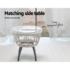 Nathan Bistro Set Grey Outdoor Indoor 3-Piece Rattan Furniture