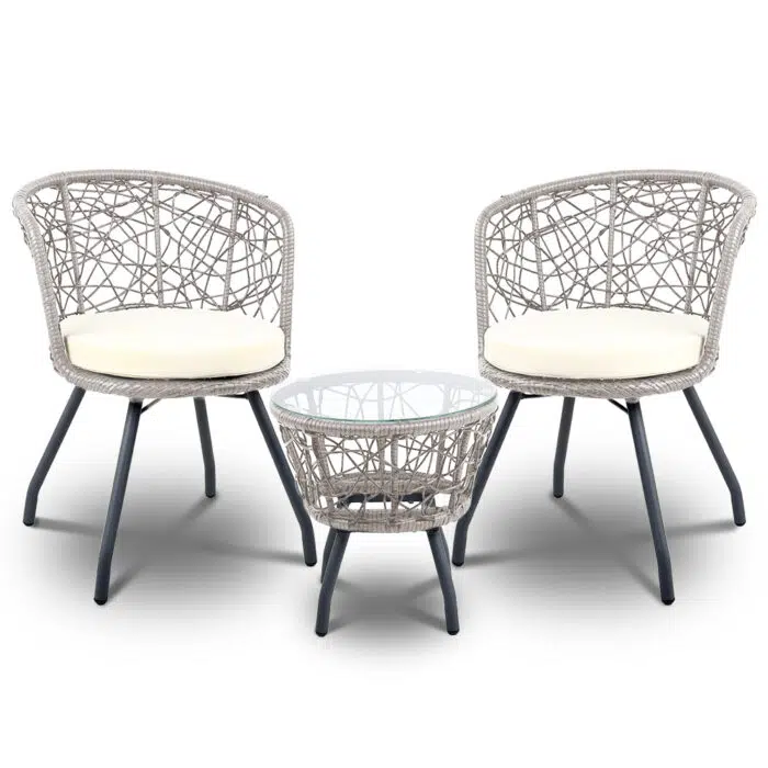 Nathan Outdoor Bistro Set – Grey (Set of 3)