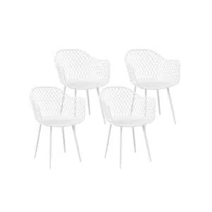Amelia White Outdoor Dining Chair Set Durable Polypropylene Lightweight