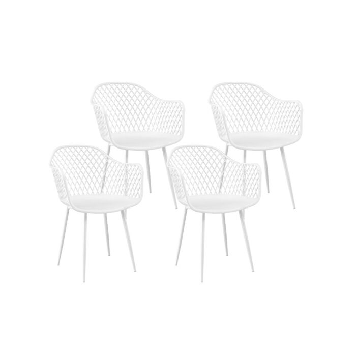 Amelia White Outdoor Dining Chair Set Durable Polypropylene Lightweight