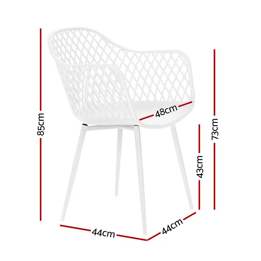 Amelia Outdoor Chair White Set 4 Durable Polypropylene