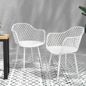 Amelia White Outdoor Dining Chair Set Durable Polypropylene Lightweight