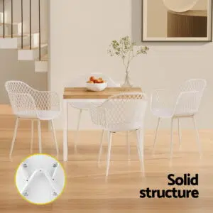 White Outdoor Dining Chair Set Durable Polypropylene