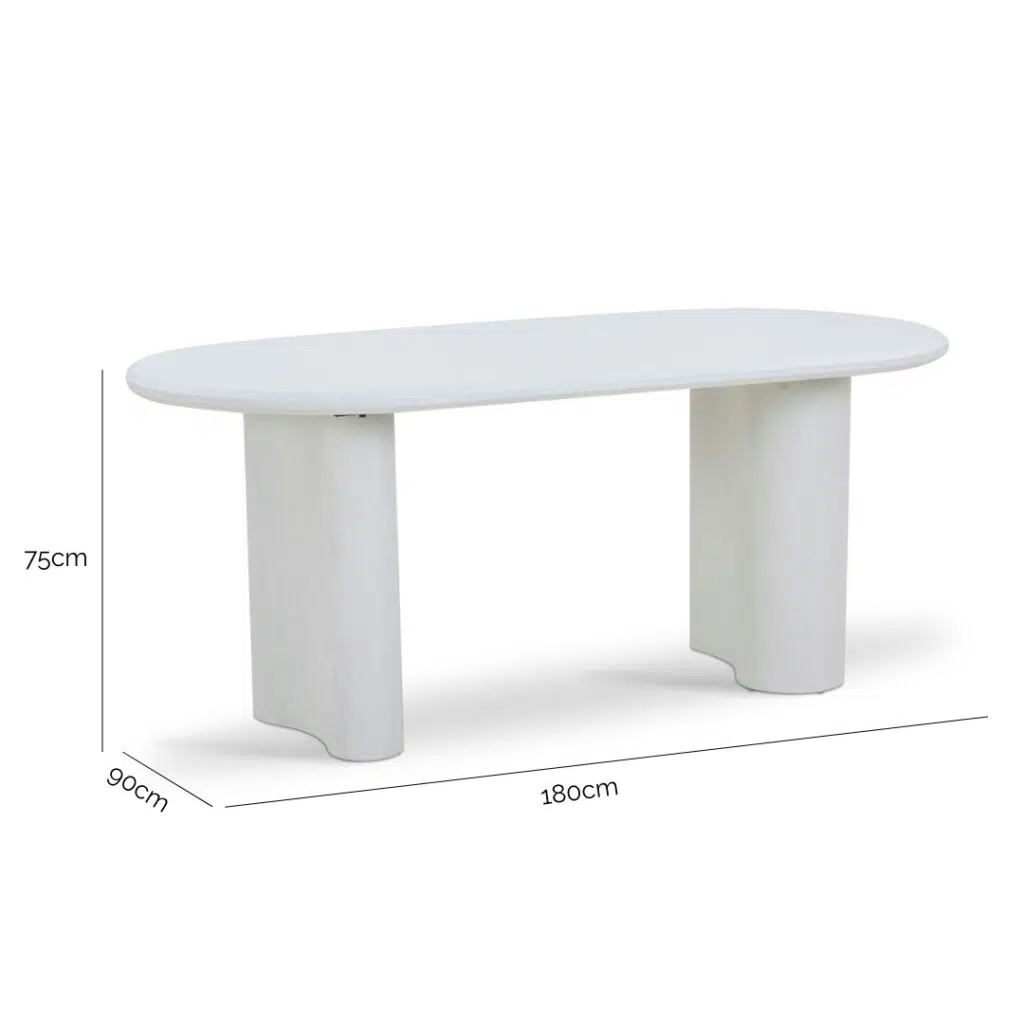 Otis White 1.8m Oval Dining Table