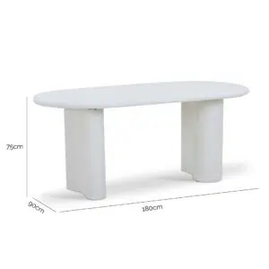 Otis White 1.8m Oval Dining Table